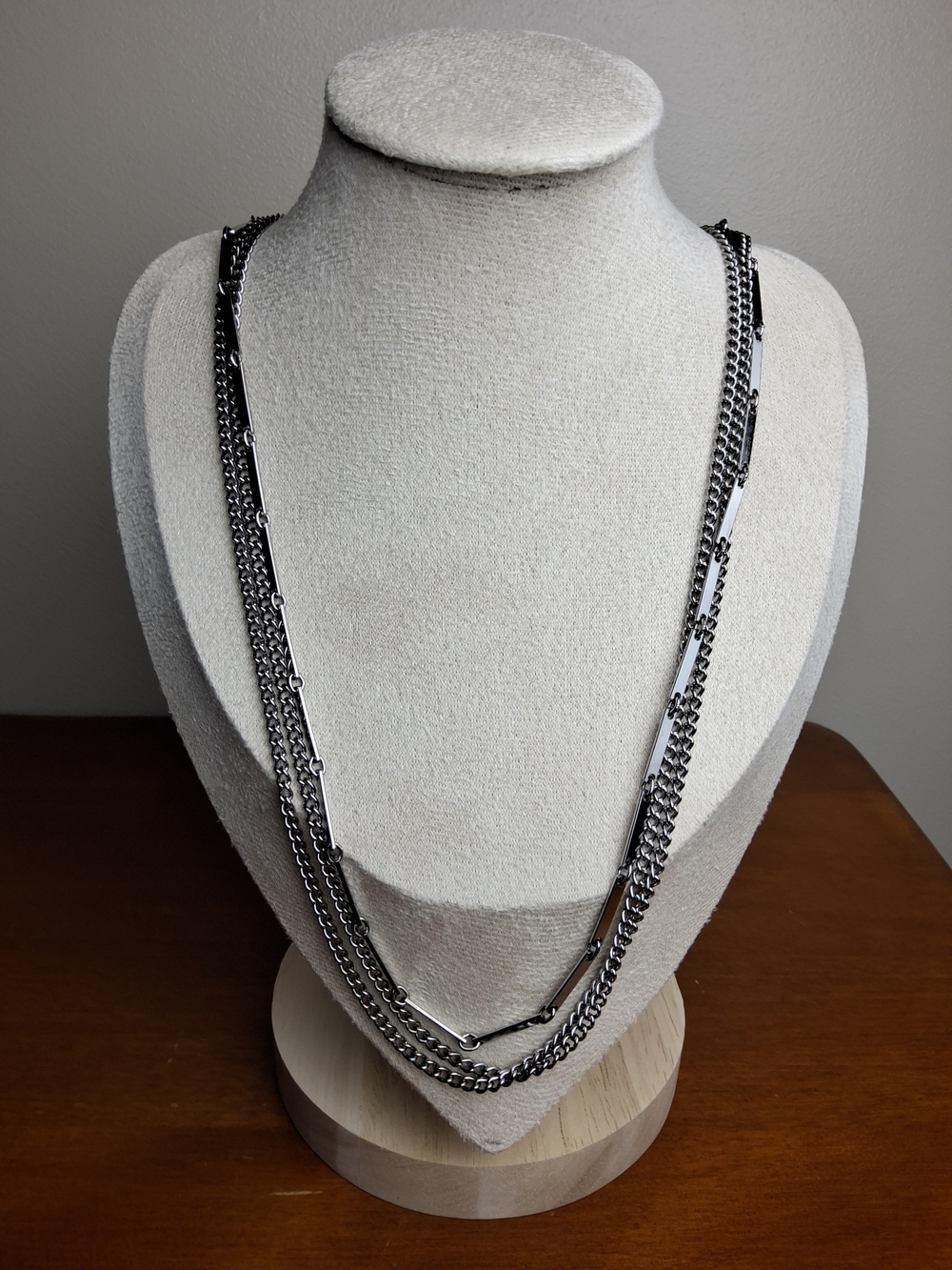 Men's Silver Layered Chain Necklace - Modern Stainless Steel
